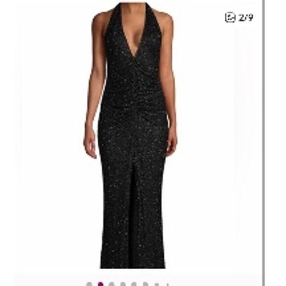 Jay Godfrey New Valentina Halter Long Formal Sequins Black Halter Gown NWT - Picture 2 of 5